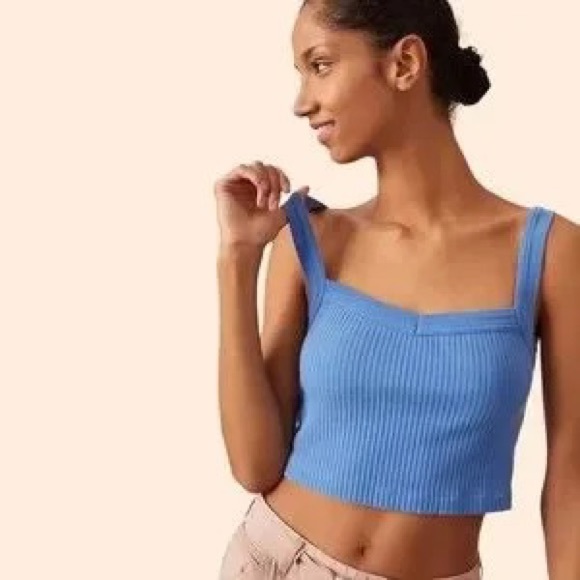 Citizens of Humanity Freja sz L ribbed cropped tank in blue - Picture 5 of 8
